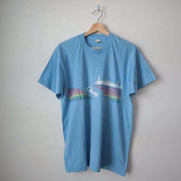 Vintage 80s Screen Stars Chicago Rainbow Graphic Tee | XL - Picture 1 of 5